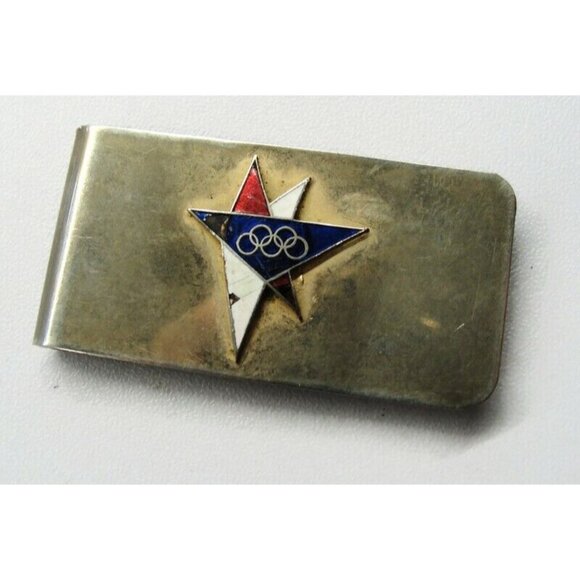 Money Clip Olympics Gold Tone Credit Card Cash ID Holder - Picture 2 of 8